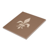 Fleur de Lis in Light Beige op Taupe Tan Tegeltje (Zijkant)