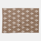 Fleur de Lis in Light Beige op Taupe Tan Theedoek (Horizontaal)
