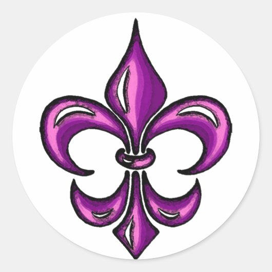 Fleur de Lis in Paars Lavender Ronde Sticker (Voorkant)