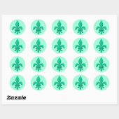 Fleur de Lis in Turquoise en Light Aqua Ronde Sticker (Vel)