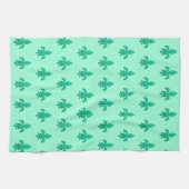 Fleur de Lis in Turquoise en Light Aqua Theedoek (Horizontaal)