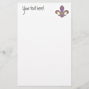 Fleur de Lis in vaste kleur - Paarse plum Grape Briefpapier