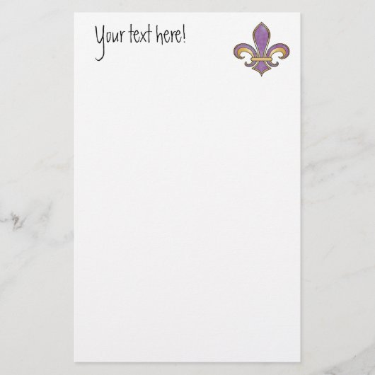 Fleur de Lis in vaste kleur - Paarse plum Grape Briefpapier (Voorkant)