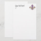 Fleur de Lis in vaste kleur - Paarse plum Grape Briefpapier (Voorkant / Achterkant)