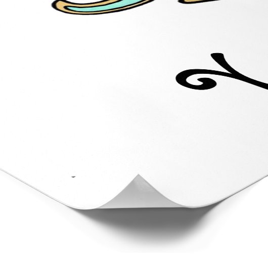 Fleur de Lis in vaste kleur - Turquoise Aqua Poster (Hoek)