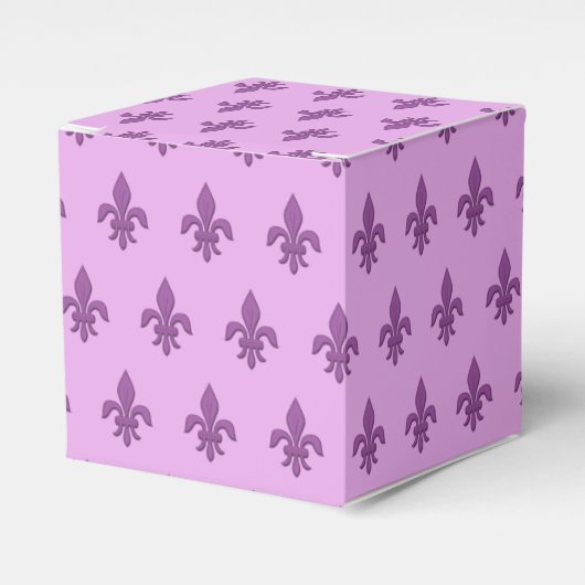 Fleur de Lis in Violet Paars op Lavender Bedankdoosjes (Voorkant Zijde)