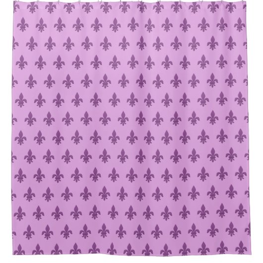 Fleur de Lis in Violet Paars op Lavender Douchegordijn (Voorkant)