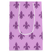 Fleur de Lis in Violet Paars op Lavender Medium Cadeauzakje (Achterkant)