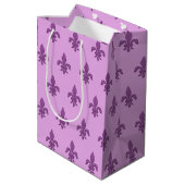 Fleur de Lis in Violet Paars op Lavender Medium Cadeauzakje (Achterkant Gekanteld)