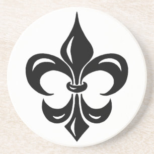 Fleur de Lis - in zwart Zandsteen Onderzetter