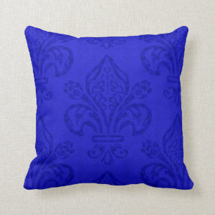 Fleur de Lis Intense Blue Elegant Renaissance Kussen