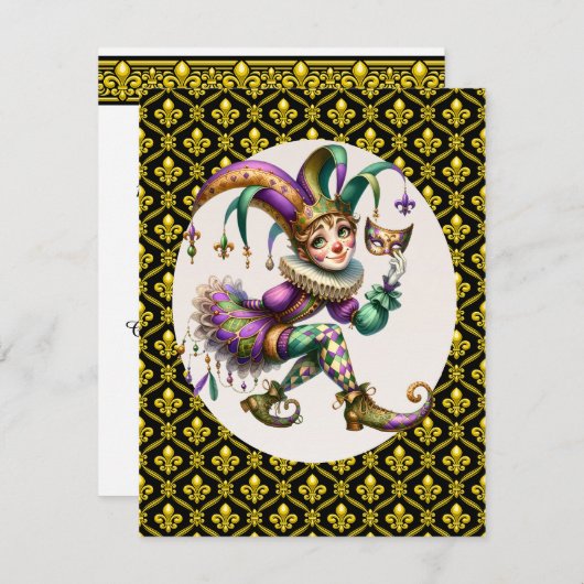 Fleur de Lis Invitation Kaart (Voorkant / Achterkant)