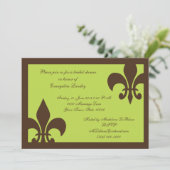 Fleur de Lis Invitations Chocolate and Limoen Kaart (Staand voorkant)