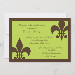Fleur de Lis Invitations Chocolate and Limoen Kaart