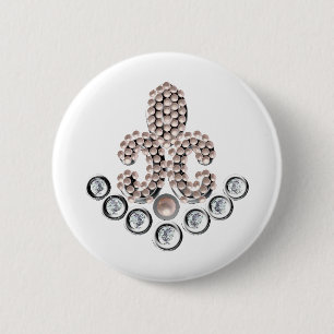 Fleur De Lis-jewelen Ronde Button 5,7 Cm