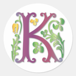 Fleur-de-lis K Monogram Ronde Sticker