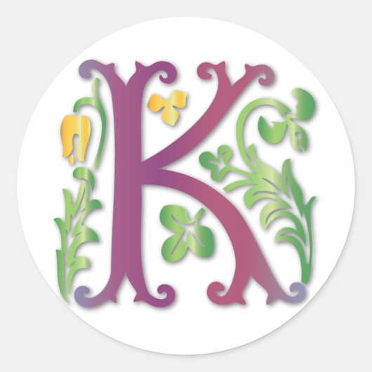 Fleur-de-lis K Monogram Ronde Sticker (Voorkant)