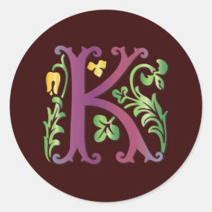 Fleur-de-lis K Monogram Ronde Sticker