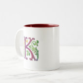 Fleur-de-lis K Monogram Tweekleurige Koffiemok (Voorkant links)