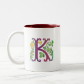 Fleur-de-lis K Monogram Tweekleurige Koffiemok (Links)