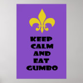 Fleur de Lis Keep Calm Eat Gumbo Paars Poster (Voorkant)