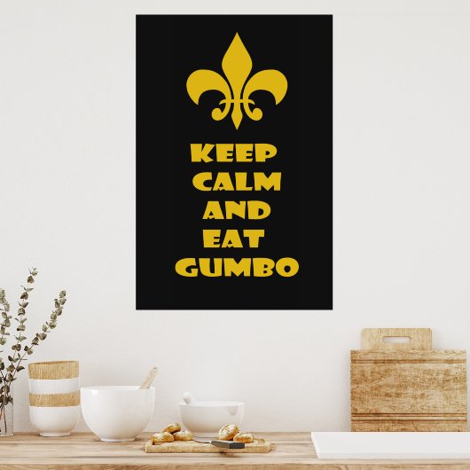 Fleur de Lis Keep Calm Eat Poster (Keuken)