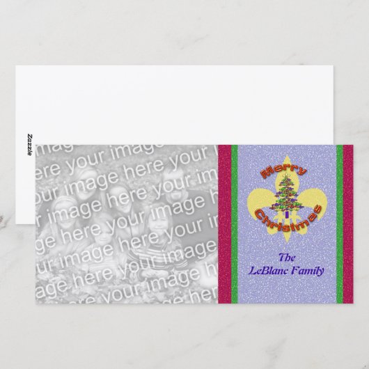 Fleur de Lis Kerstboom Fotokaart Feestdagenkaart (Voorkant / Achterkant)