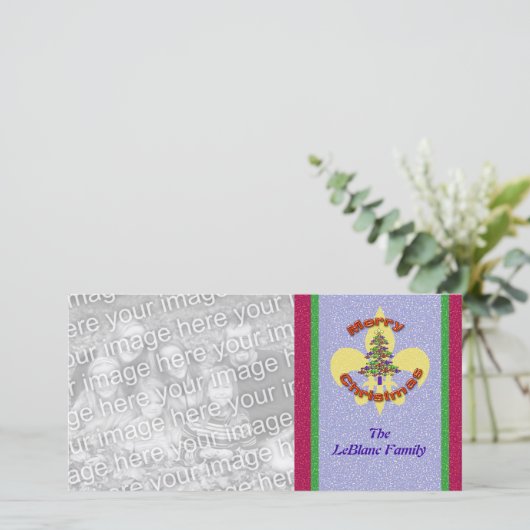 Fleur de Lis Kerstboom Fotokaart Feestdagenkaart (Staand voorkant)