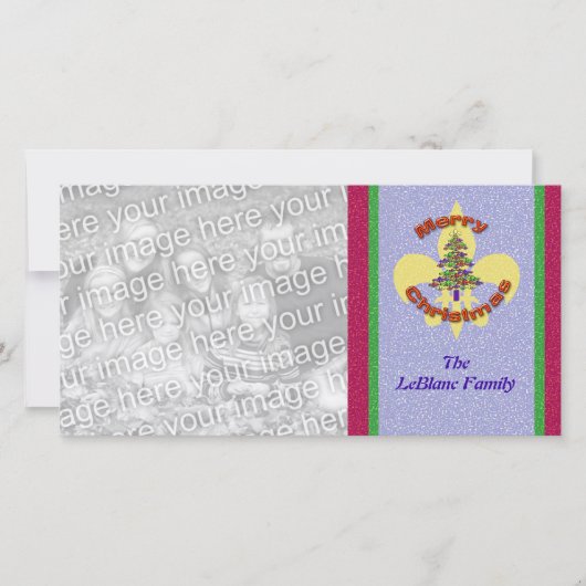 Fleur de Lis Kerstboom Fotokaart Feestdagenkaart (Voorkant)