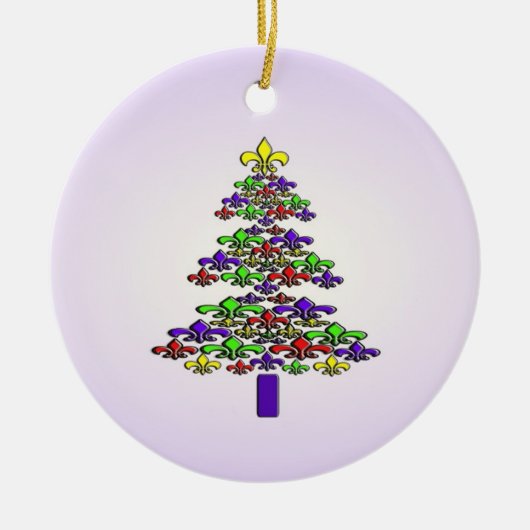 Fleur de Lis-kerstboomversiering Keramisch Ornament (Voorkant)
