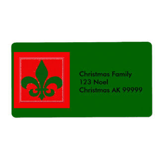 Fleur de Lis Kerstmis Adreslabel Etiket
