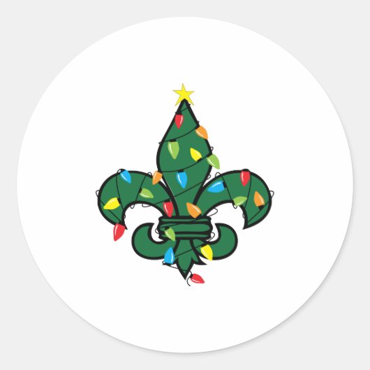 Fleur De Lis Kerstmis Ronde Sticker (Voorkant)