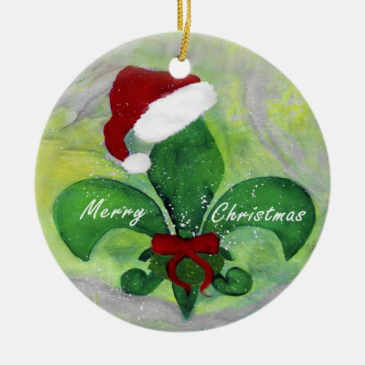 Fleur de lis kerstornament van mijn kunst. keramisch ornament (Voorkant)