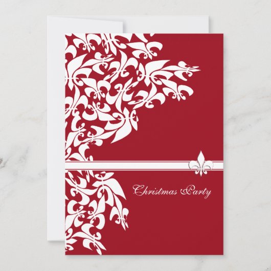 Fleur de Lis Kerstparty Red White Kaart (Voorkant)