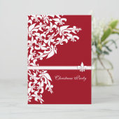 Fleur de Lis Kerstparty Red White Kaart (Staand voorkant)