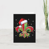 Fleur de Lis kerstversiering met kerstmuts XMA Kaart (Voorkant)