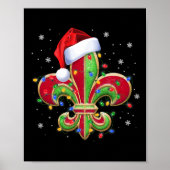 Fleur de Lis kerstversiering met kerstmuts XMA Poster (Voorkant)