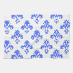 Fleur-de-lis, Koninklijk Blauw & Wit Theedoek