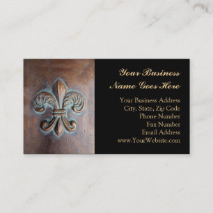 Fleur De Lis, Koperen Look Gedrukt Visitekaartje