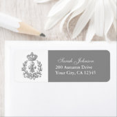 Fleur-de-lis, kroon en krans etiket (Insitu)