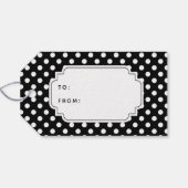 Fleur de Lis label met witte stippen Cadeaulabel (Achterkant Horizontaal)