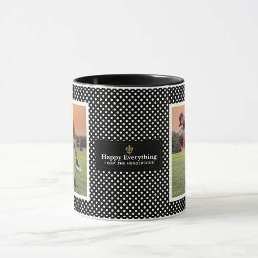 Fleur De Lis Label With Polka Dots 2 Photo Mok (Midden)