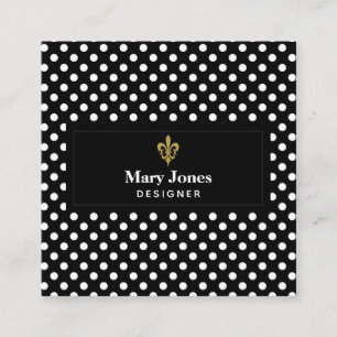 Fleur de Lis Label with White Polka Dots