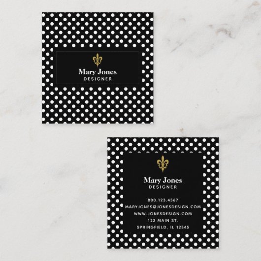 Fleur de Lis Label with White Polka Dots (Voorkant / Achterkant)