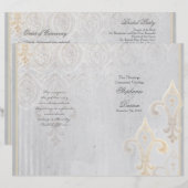 Fleur de Lis Lace Damask 2 Gray Wedding Programme (Voorkant / Achterkant)
