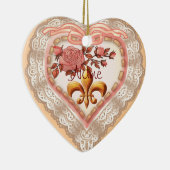 Fleur De Lis Lacy Heart aangepaste ornamenten (Rechts)