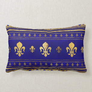 Fleur-de-lis - Lapis Lazuli en Gold Kussen
