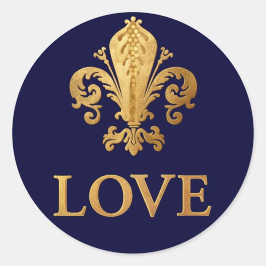 Fleur-de-lis Liefde Ronde Sticker (Voorkant)