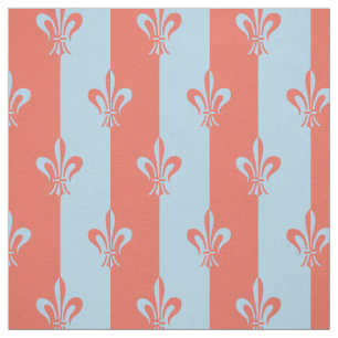 Fleur de Lis Light Blue en Terra Cotta Stof