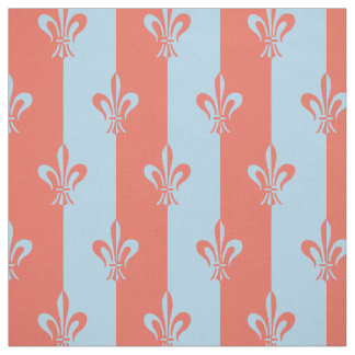 Fleur de Lis Light Blue en Terra Cotta Stof